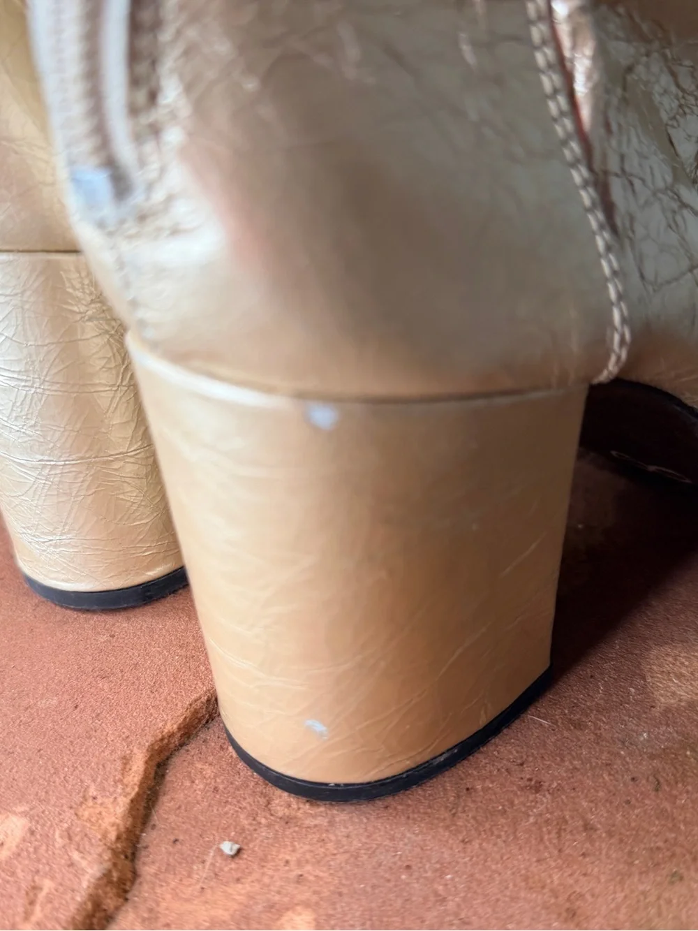 Free People Ellee Gold Metallic Date Night Block Leather Boots